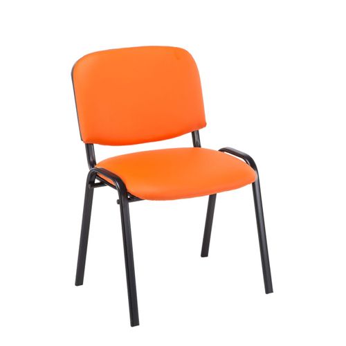 Chaise Visiteur Assise Rembourrée En Synthétique Orange Bur10074
