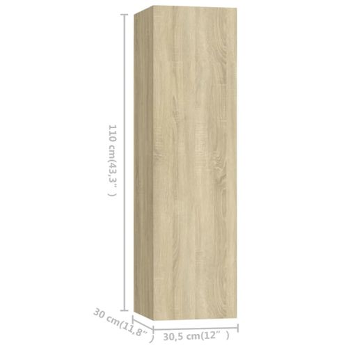 Ensemble De Meubles Armoire Buffet TV Télévision Salon Chambre Séjour 4 Pièces Chêne