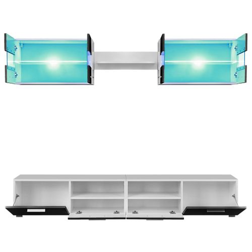 Ensemble Mural Pour 5 Pièces Avec Lumières LED Brillant Noir 02_0025383