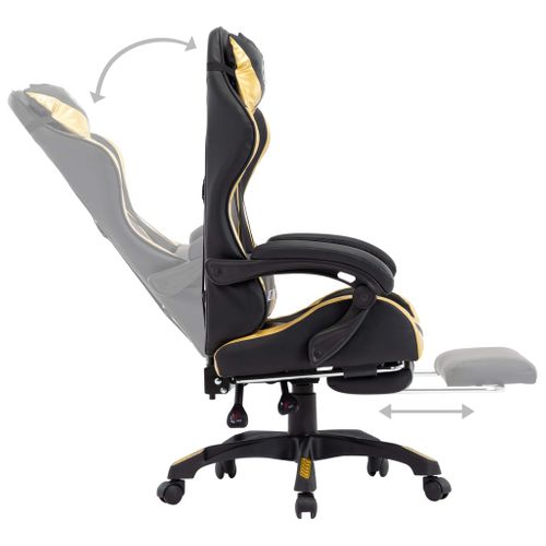 Chaise Fauteuil Siège Pivotante De Bureau Informatique Étude De Jeux Vidéo Avec Repose-pied Doré