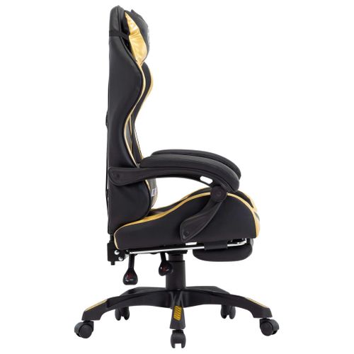 Chaise Fauteuil Siège Pivotante De Bureau Informatique Étude De Jeux Vidéo Avec Repose-pied Doré