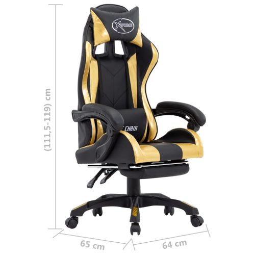 Chaise Fauteuil Siège Pivotante De Bureau Informatique Étude De Jeux Vidéo Avec Repose-pied Doré