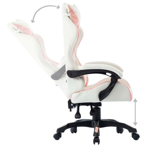 Chaise Fauteuil Siège Pivotante De Bureau Informatique Étude De Jeux Vidéo Rose Simil