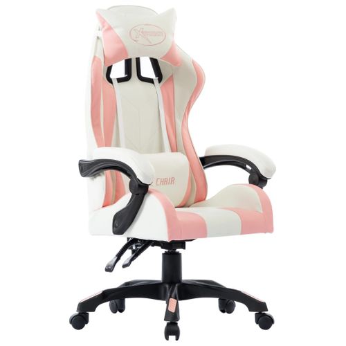 Chaise Fauteuil Siège Pivotante De Bureau Informatique Étude De Jeux Vidéo Rose Simil