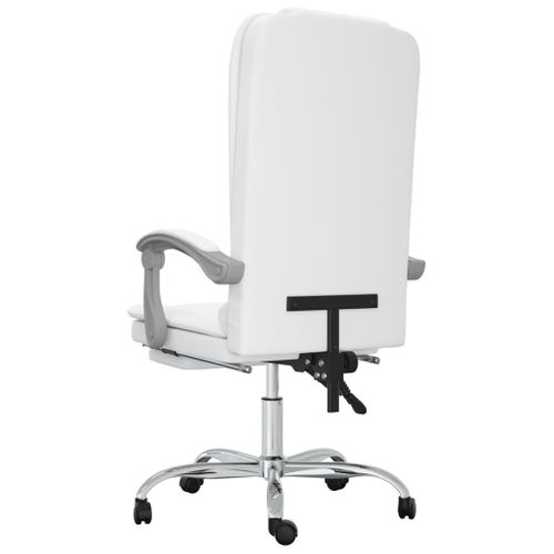 Fauteuil De Massage Inclinable De Bureau Informatique Étude Simili Blanc 02_00253