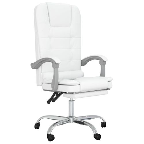Fauteuil De Massage Inclinable De Bureau Informatique Étude Simili Blanc 02_00253