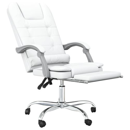 Fauteuil De Massage Inclinable De Bureau Informatique Étude Simili Blanc 02_00253