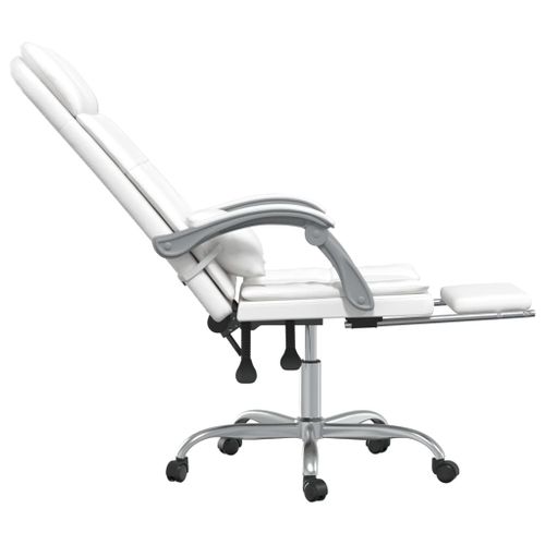 Fauteuil De Massage Inclinable De Bureau Informatique Étude Simili Blanc 02_00254