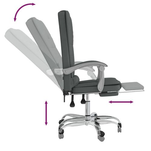 Fauteuil De Massage Inclinable De Bureau Informatique Étude Foncé Tissu Gris 02_00253