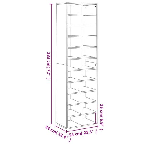 Meuble à Chaussures 54 X 34 X 183 Cm Bois D'ingénierie Marron 02_0043398