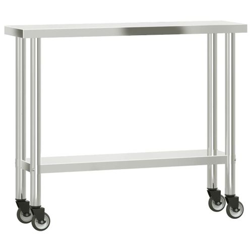 Table De Travail De Cuisine Professionnelle Avec Étagère 110 X 30 X 150 Cm Acier Inox