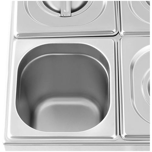 Bain-marie Professionnel 640 Watts 6 X Bacs Gn 1/6 Acier Inoxydable Argenté 14_000830