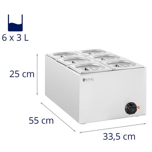 Bain-marie Professionnel 640 Watts 6 X Bacs Gn 1/6 Acier Inoxydable Argenté 14_000830