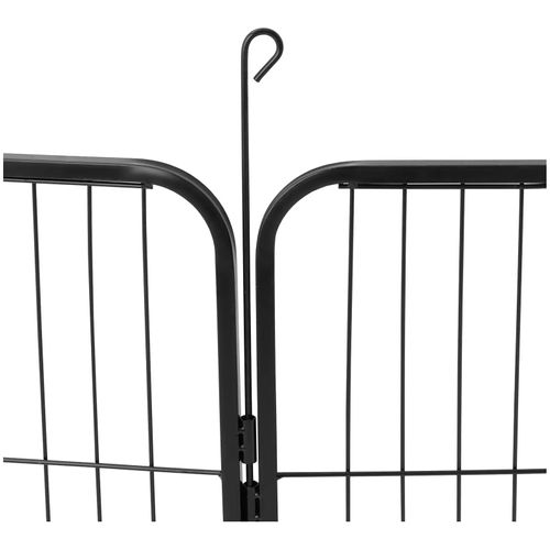 Enclos Pour Chien Avec Porte 8 Segments Modulaires 81 Cm De Haut Caoutchouc Acier Noi