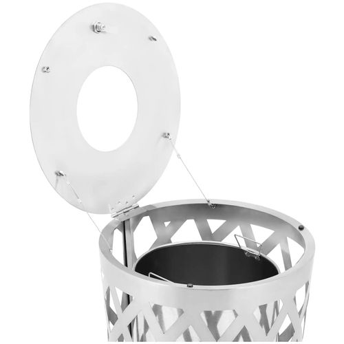 Poubelle Extérieure Ronde 50 X 50 X 80 Cm Acier Inoxydable Gris 14_0009749