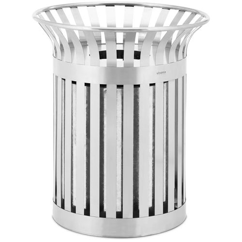 Poubelle Extérieure 73 X 73 X 85 Cm Ronde Large Acier Galvanisé Acier Inoxydable 14_0