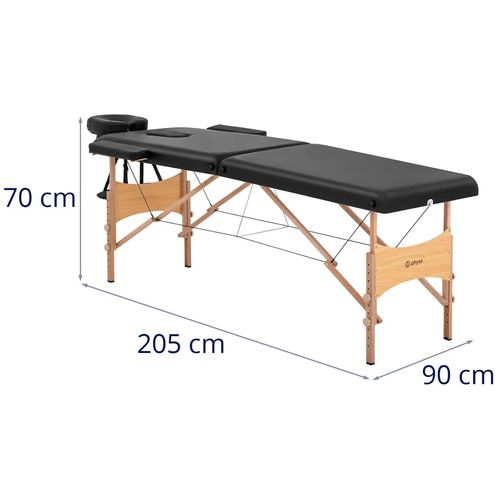 Table De Massage Pliante 2 Zones 185 X 70 X 62 86 Cm 220 Kg Bois De Hêtre Noir 14_000