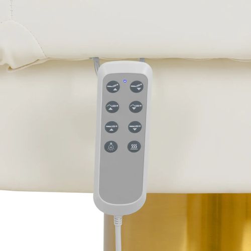 Table De Massage Électrique Et Tabouret à Roulettes Avec Dossier 200 Kg Blanc/doré Ch