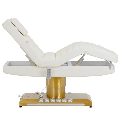 Table De Massage Électrique Et Tabouret à Roulettes Avec Dossier 200 Kg Blanc/doré Ch