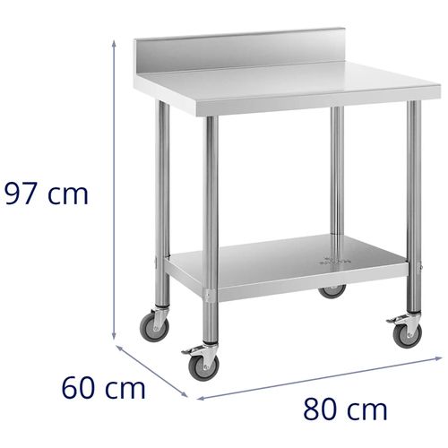 Table De Travail Cuisine Professionnel Premium 60 X 80 Cm 135 Kg Dosseret Acier Inoxy