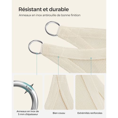 Voile D'ombrage 2 X 3 M Toile Tendu En Hdpe Protection Salaire Extérieure Respirant