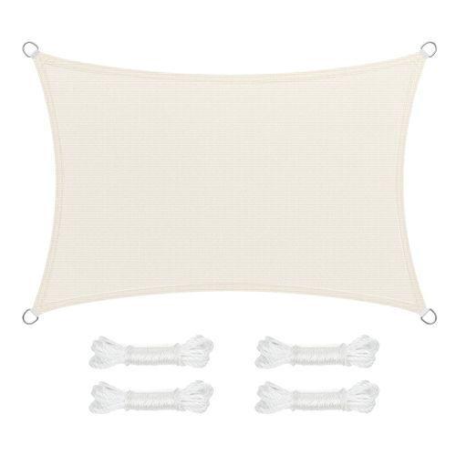 Voile D'ombrage 2 X 3 M Toile Tendu En Hdpe Protection Salaire Extérieure Respirant