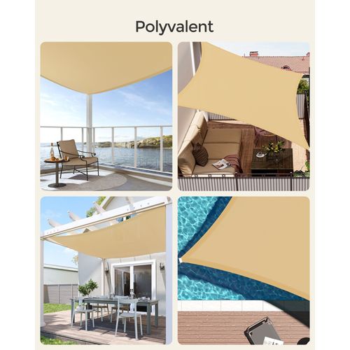 Voile D’ombrage 2 X 3 M Hydrofuge 93% De Protection Uv En Polyester Résistant