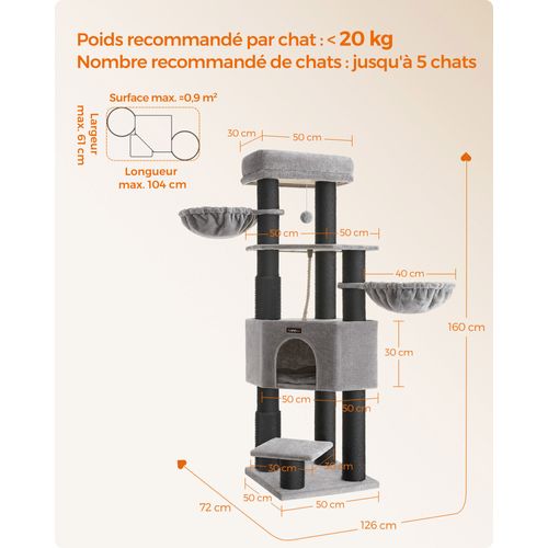Arbre à Chat Grand Et Stable Avec Tapis Chaud Auto-toiletteurs Poteaux à Griffer Nich