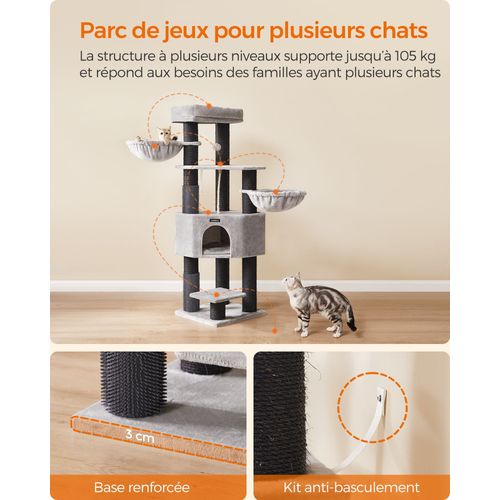 Arbre à Chat Grand Et Stable Avec Tapis Chaud Auto-toiletteurs Poteaux à Griffer Nich