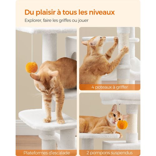 Arbre à Chat Hamac Tour De Jeux 143 Cm Beige 12_0003850