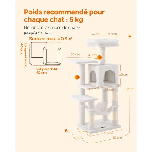 Arbre à Chat Hamac Tour De Jeux 143 Cm Beige 12_0003850