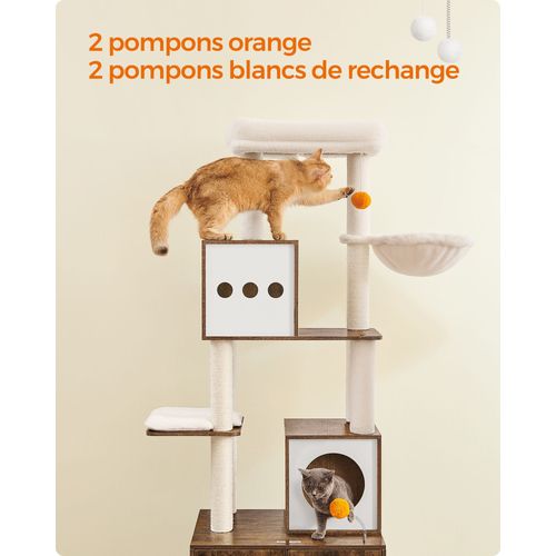 Arbre à Chat Moderne Avec Cache-litière Tour De Jeu Griffoir Avec Maison De Toilette