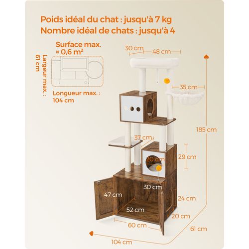 Arbre à Chat Moderne Avec Cache-litière Tour De Jeu Griffoir Avec Maison De Toilette