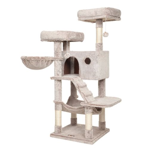 Arbre à Chat Tour De Jeux 49 X 49 X 135 Cm Grand Doux Marron Clair 12_0003901