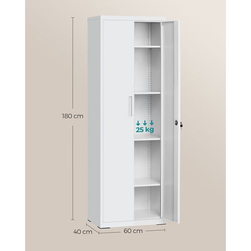 Armoire De Rangement En Acier Placard De Bureau à 5 Niveaux Double Porte