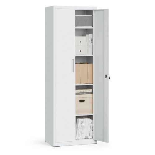 Armoire De Rangement En Acier Placard De Bureau à 5 Niveaux Double Porte