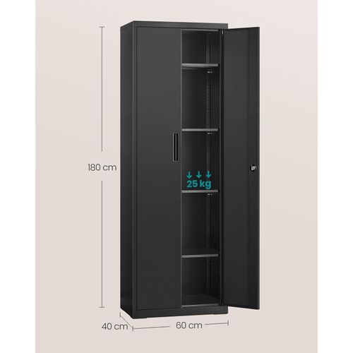 Armoire De Rangement En Acier Placard De Bureau à 5 Niveaux Double Porte