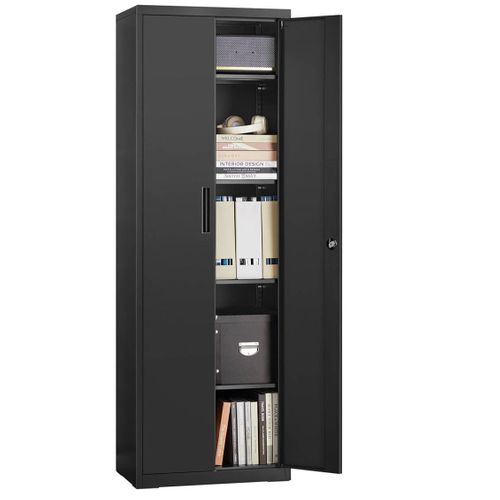 Armoire De Rangement En Acier Placard De Bureau à 5 Niveaux Double Porte