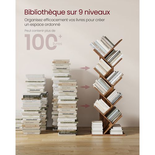 Étagère Bibliotheque 8 Niveaux 50 X 24 X 141,5 Cm En Forme D'arbre Marron 12_0004050