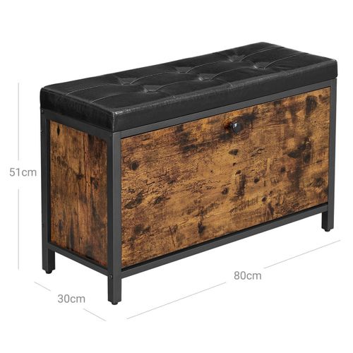 Banc à Chaussures Avec Rangement 80 X 30 X 51 Cm Siège Rembourré Avec Tiroir à Bascul