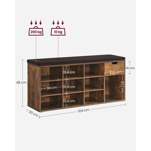 Banc à Chaussures Banc De Rangement Avec Tiroir Et Compartiments Étagère à Chaussures