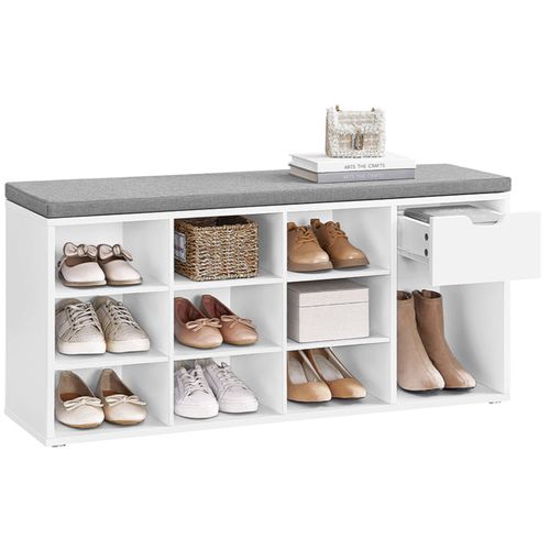 Banc à Chaussures Banc De Rangement Avec Tiroir Et Compartiments Ouverts Étagère à Ch