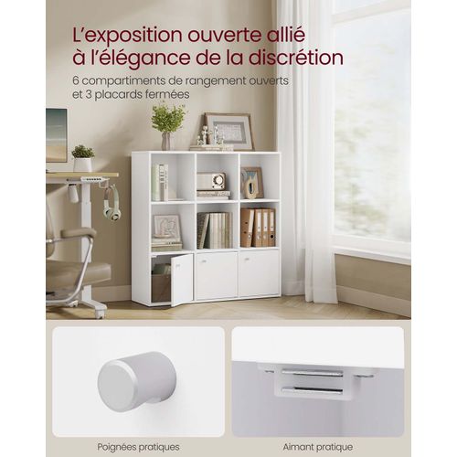 Bibliothèque En Bois Étagère De Rangement Pour Livres Dvds 97,5 X 30 X 97,5 Cm Colonn