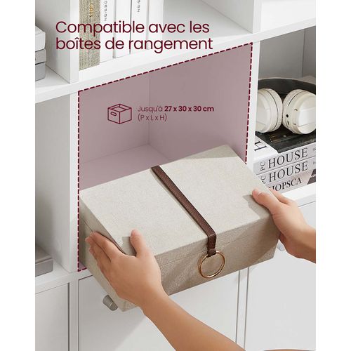 Bibliothèque En Bois Étagère De Rangement Pour Livres Dvds 97,5 X 30 X 97,5 Cm Colonn