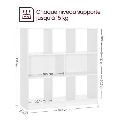 Bibliothèque Ouverte Étagère De Rangement Sur Pieds Dimensions: 97,5 X 30 X 100 Cm Bl