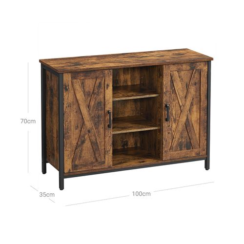 Buffet Meuble De Rangement 100 X 35 X 70 Cm Placards Et Étagères Portes Façon Grange