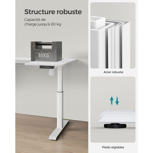 Bureau Assis Debout Électrique 70 X 160 X (72-120) Cm Table Réglable En Hauteur