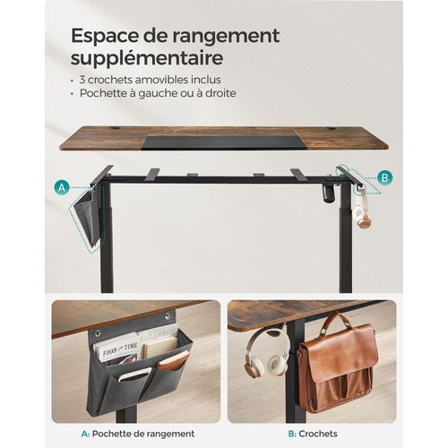 Bureau Assis Debout Électrique 70 X 160 Cm Table Réglable En Hauteur Mémoire 4 Hauteu