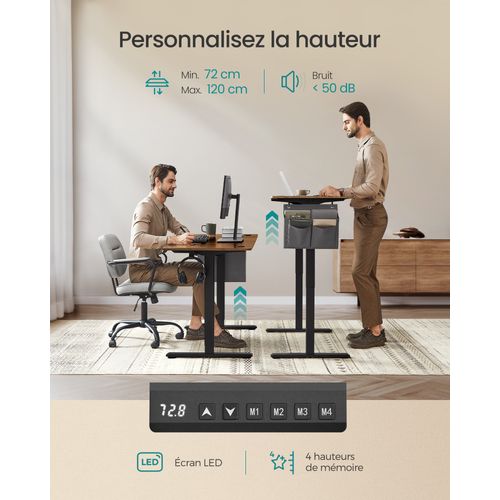 Bureau Électrique Assis-debout Bureau Réglable En Hauteur 60 X 120 X (72-120) Cm
