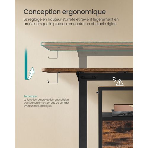 Bureau Électrique Assis-debout Bureau Réglable En Hauteur 60 X 120 X (72-120) Cm